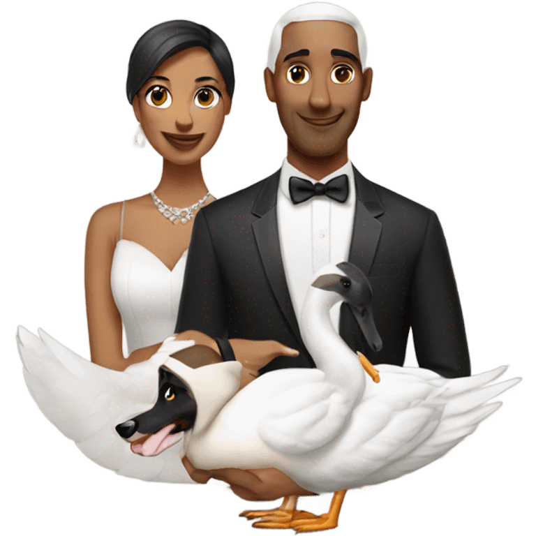 swan with doberman couple emoji