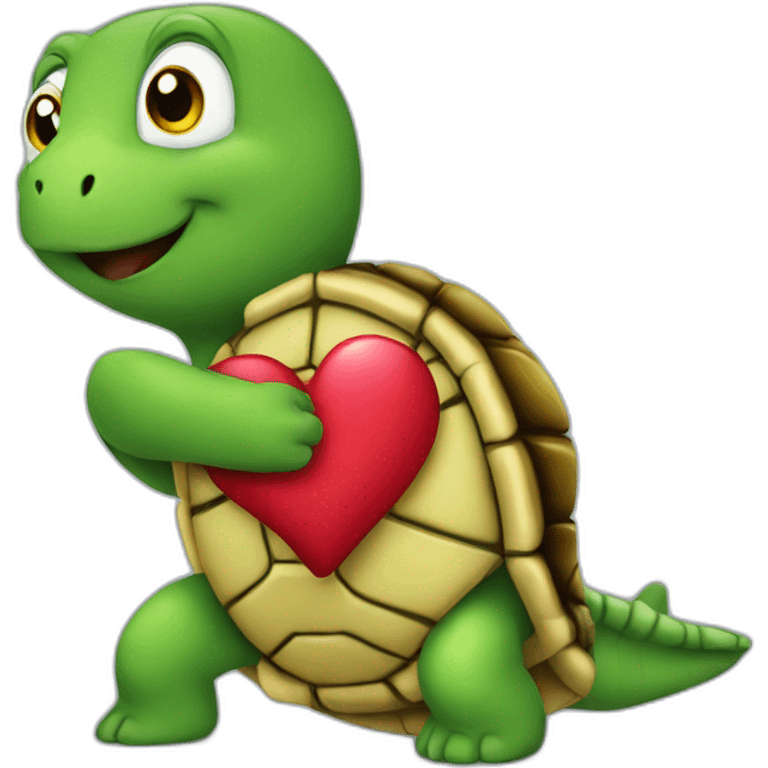 A turtle kissing a heart emoji