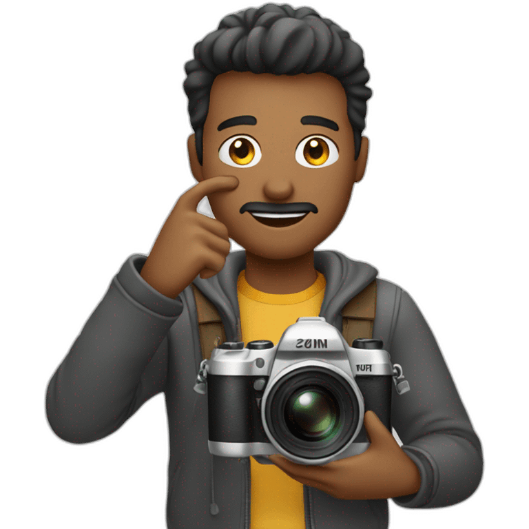 A man who taking photo with camera emoji