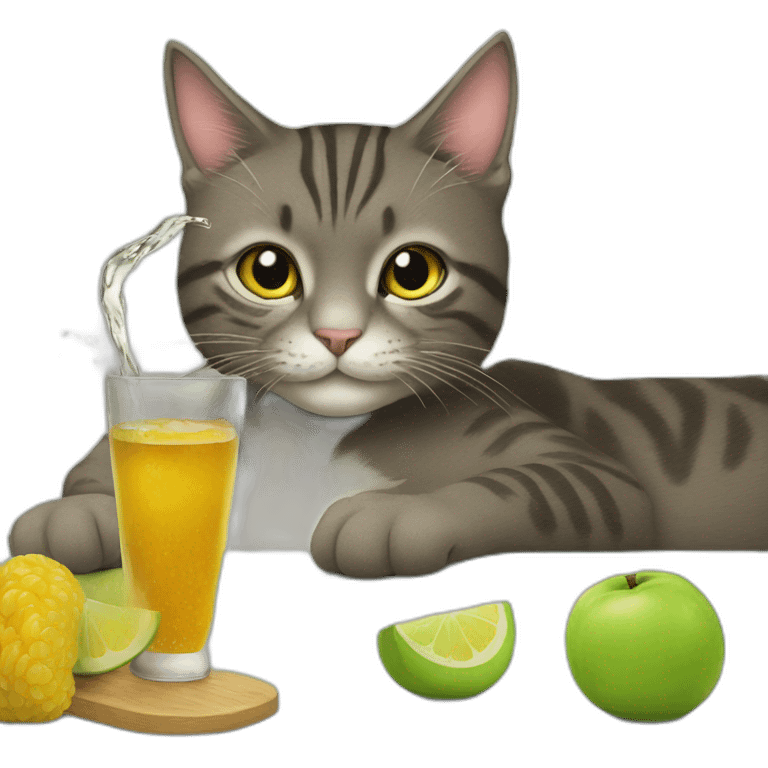 Cat drinking a ber emoji