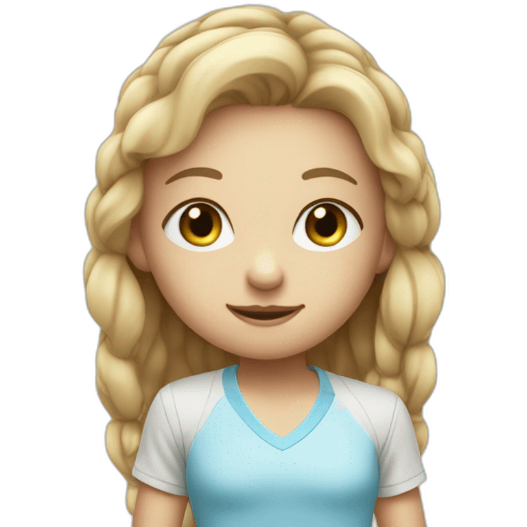 Cute tennis player with big blue eyes and long hair emoji