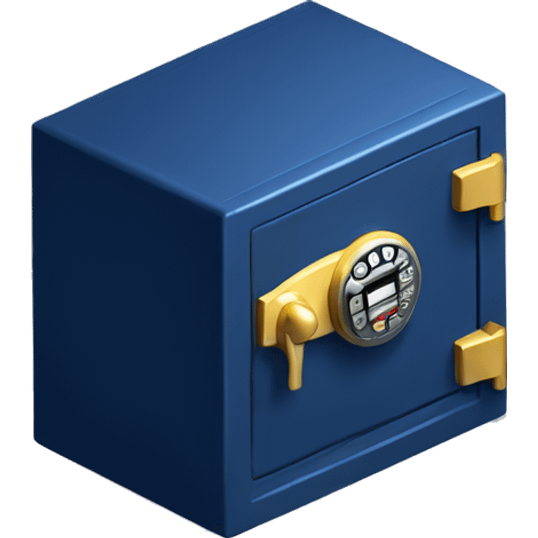 3d  isometric small safe in dark blue emoji