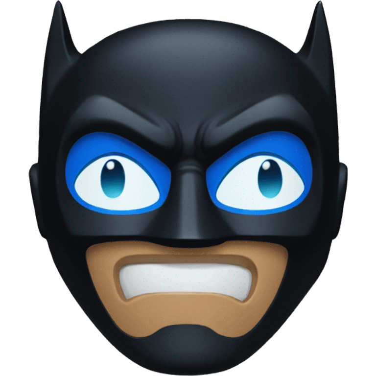 Dark Batman mask with blue eyes and black skin  emoji