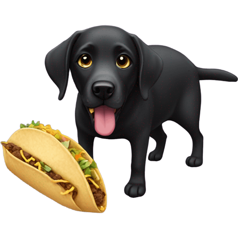 Black labrador eating a taco emoji