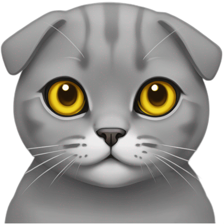 The Scottish Fold Cat gray in color with yellow eyes emoji