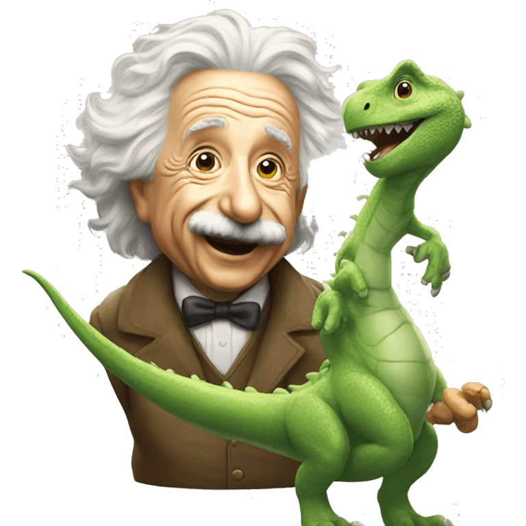 albert einstein happy with dinosour emoji