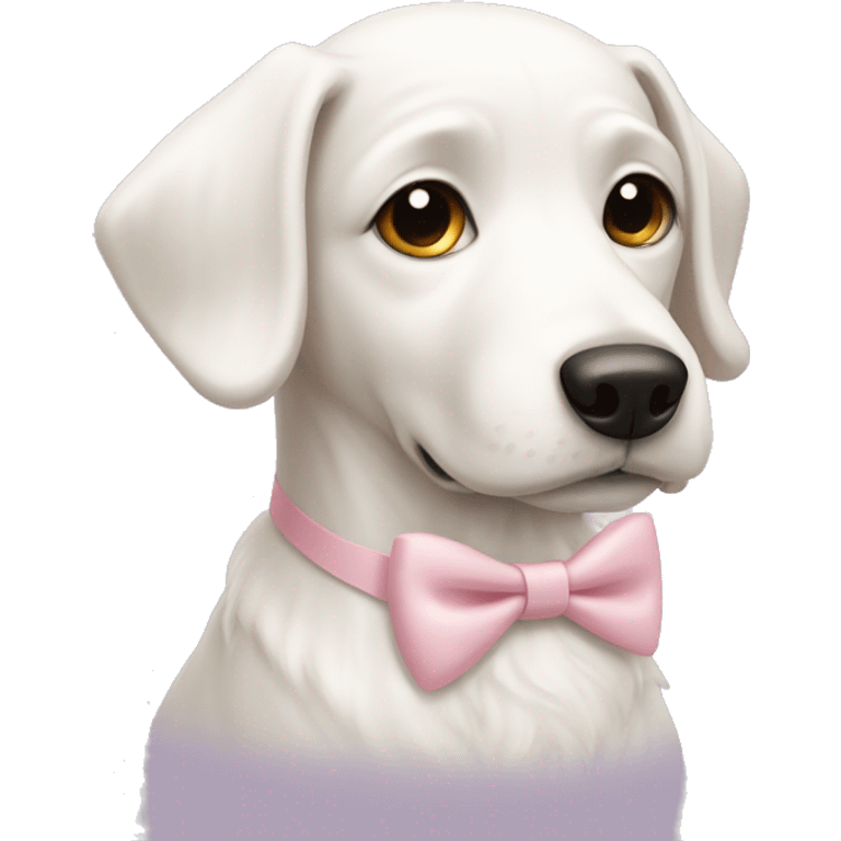 White dog with light pink bow  emoji