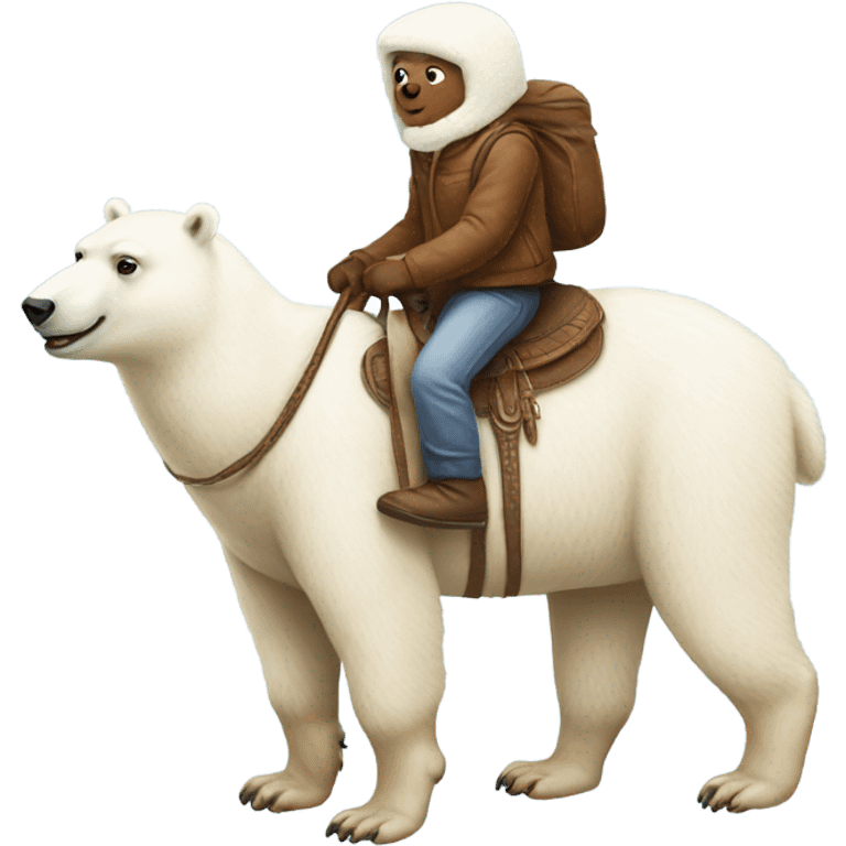 Polar bear riding an alpaca emoji