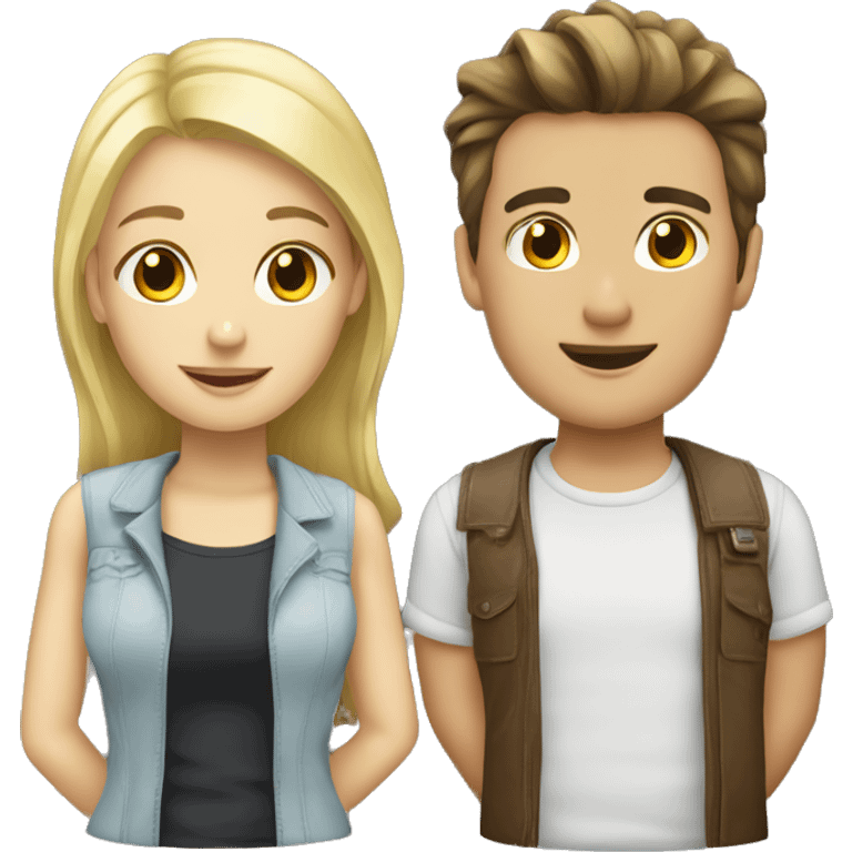 couple blond boy brunette girl emoji