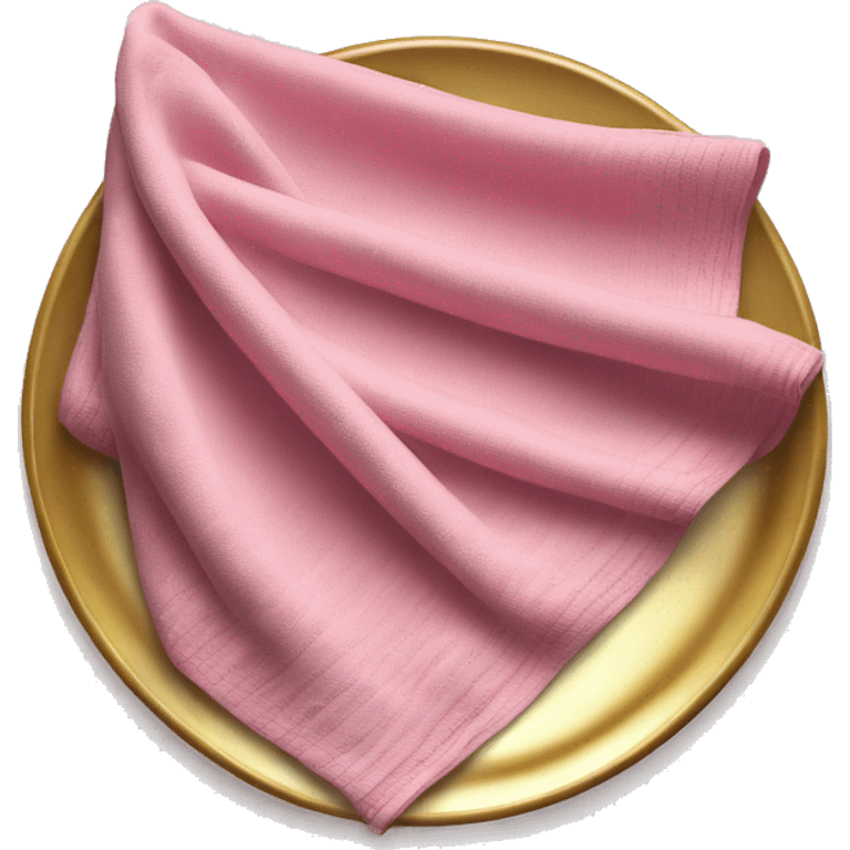 Realistic pink and gold folded dish towel. emoji