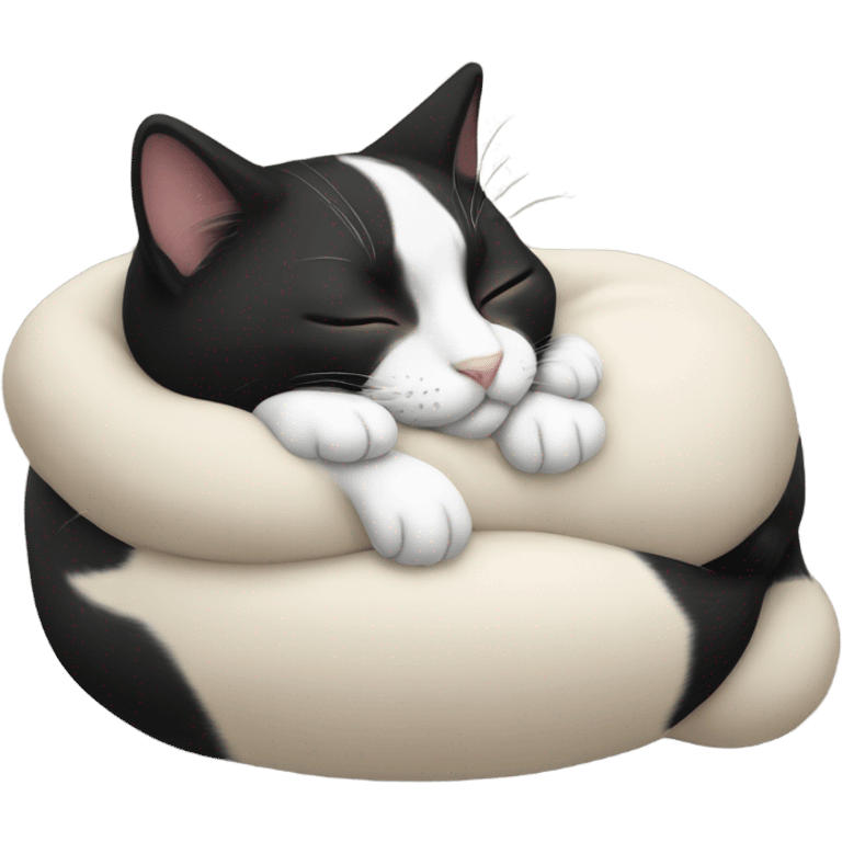 Sleeping tuxedo cat emoji