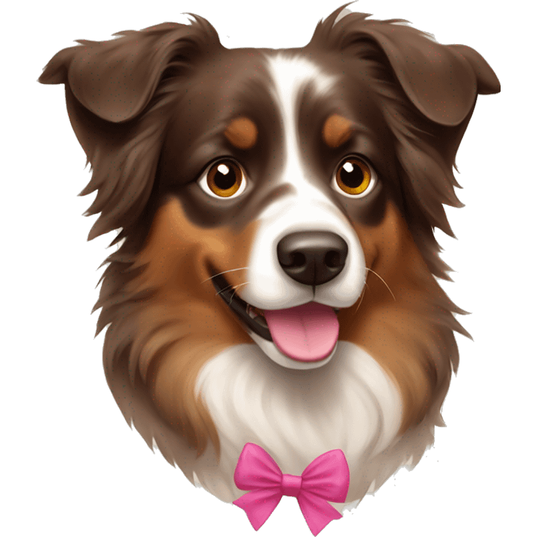 Brown Australian shepherd with bows emoji