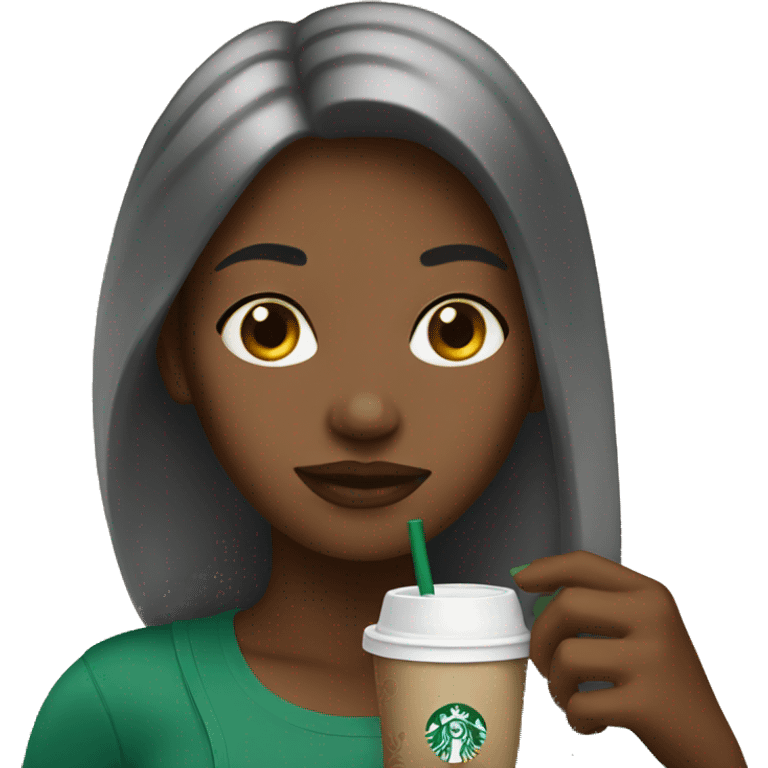 Girl drinking Starbucks  emoji