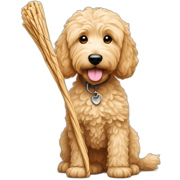 goldendoodle with stick emoji