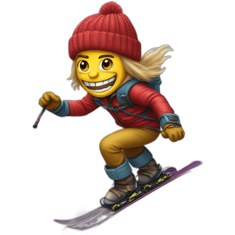 Eddie from iron maiden skiing down a mountain emoji