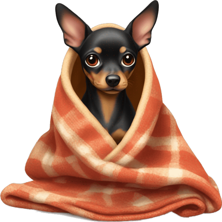 Miniature pincher in a blanket emoji