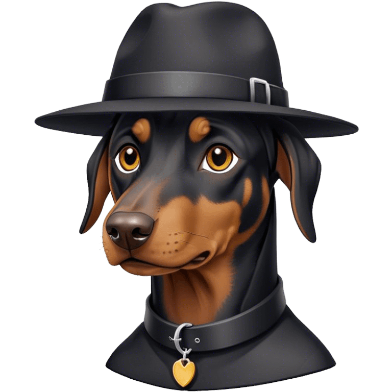 Doberman wearing a hat and collar  emoji