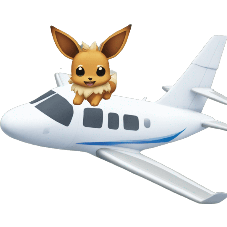 Eevee is lying on an airplane which is flying around the shape of the world  emoji