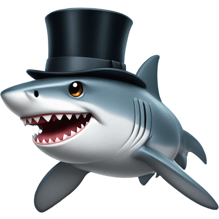 Shark with a top hat emoji