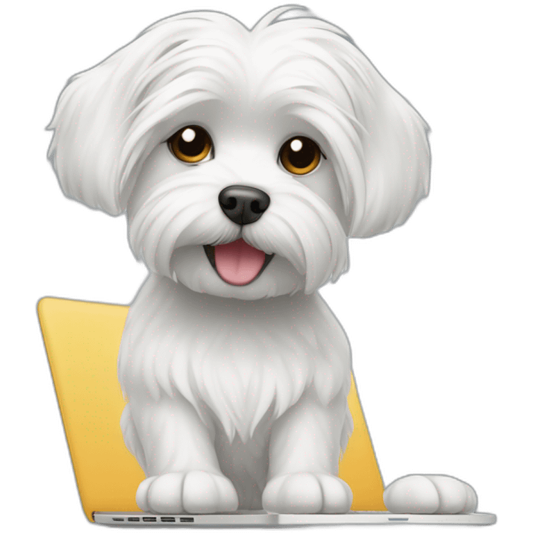 maltese dog at COMPUTER screen emoji