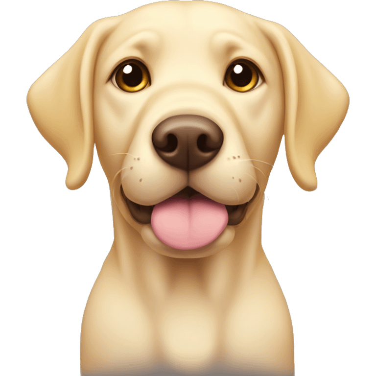 A yellow lab with their ears in pig tails  emoji