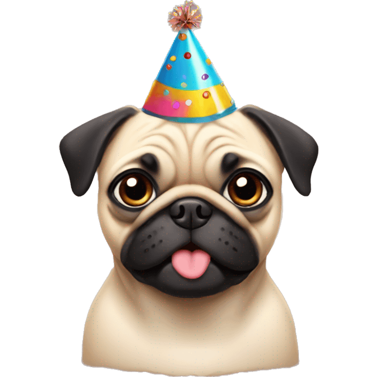 Pug with birthday hat emoji