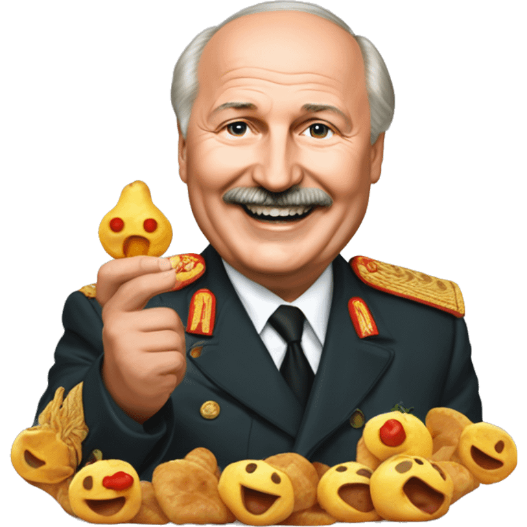 Very happy Alexandr Lukashenko with Kartoffeln in his hands emoji