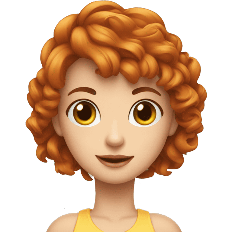 Uma menina branca e ruiva com brinco de câmera fotográfica  emoji