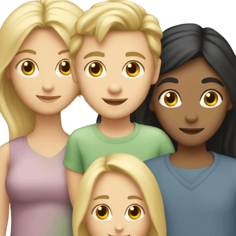 White family, 1 mom with dark hair, 1 boy with Blonde hair, 1 girl with long blond hair emoji