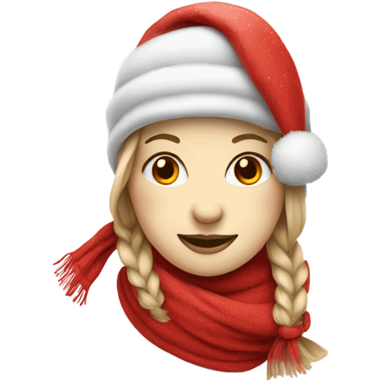 Pretty female snowman with red hat and red scarf emoji