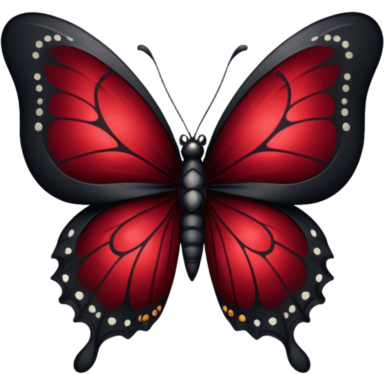 Gothic-style butterfly with dark red silk wings, and a black moon in the background emoji