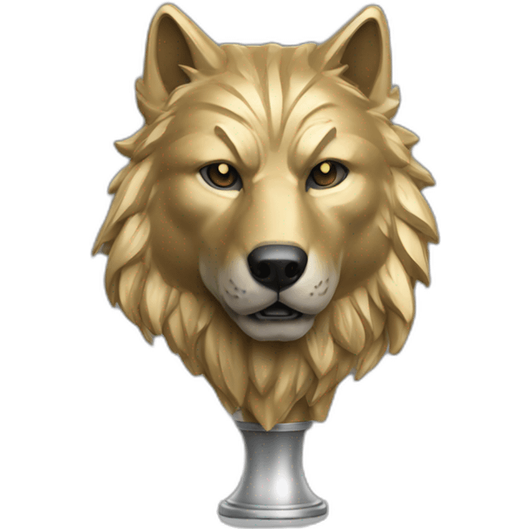 generate trophy with a wolf head with stand emoji