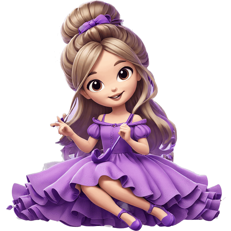 smiling girl in purple dress emoji