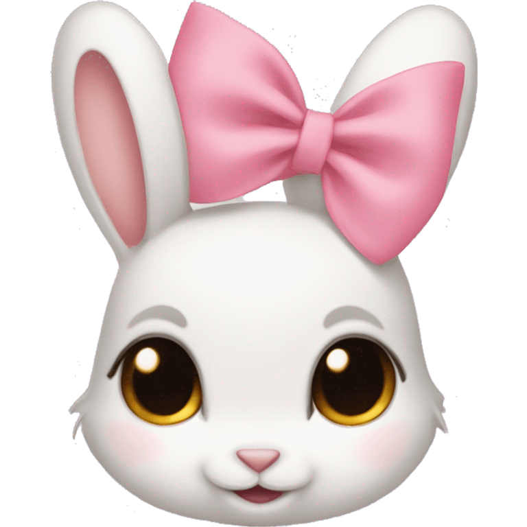 Baby bunny with coquette bow on ear emoji