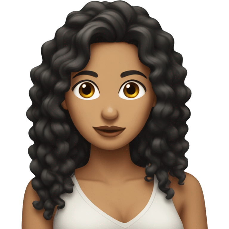 olive skin woman with black long black curly hair   emoji