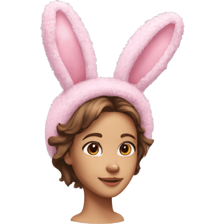 Pink fluffy bunny ears headband emoji