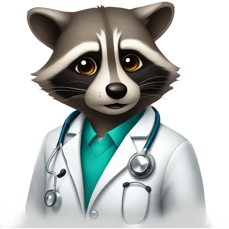 a racoon who is a doctor. just a bust, not the whole body emoji