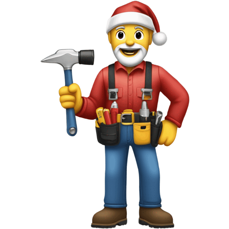 Santa as a carpenter with a tool belt and. Cordless impact driver  emoji