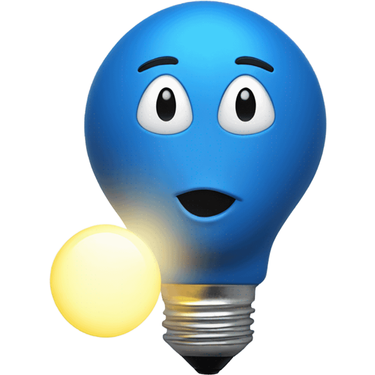 blue face with little body holding a led light bulb emoji