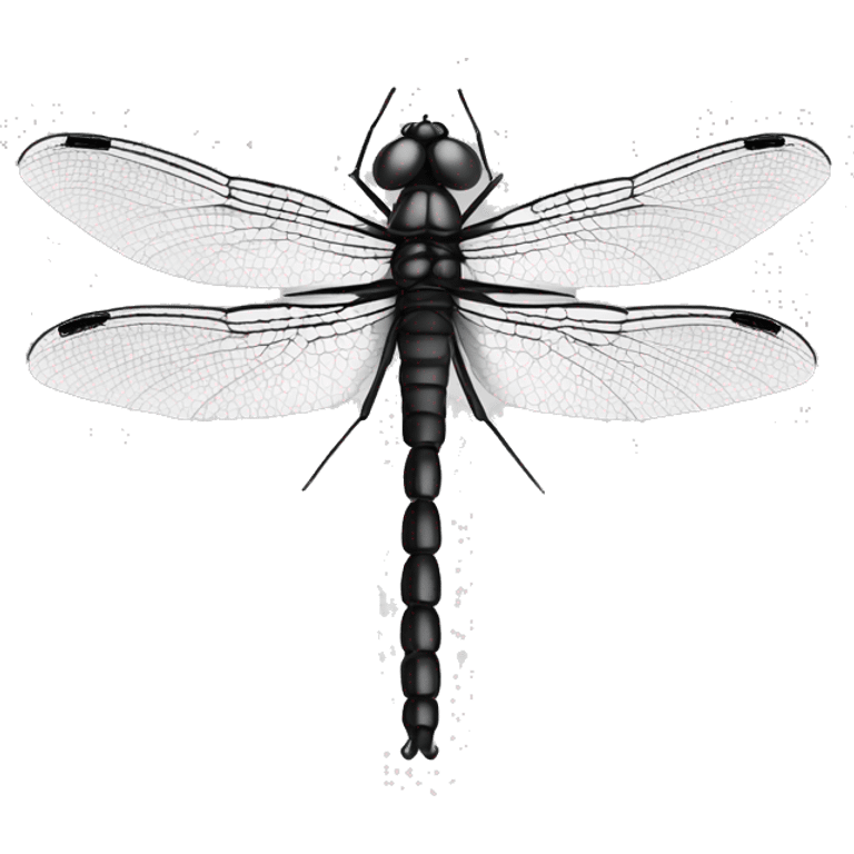 straight symmetrical black and white dragonfly emoji