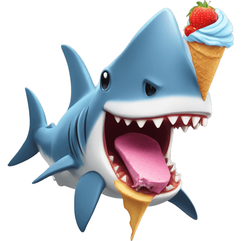 Shark eating dinosaur which is eating a ice cream  emoji