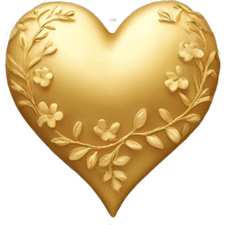 Golden heart with a floral pattern on it  emoji