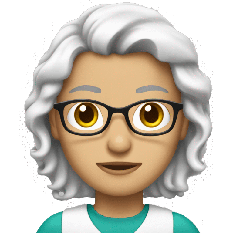 profesora, con piel blanca, pelo ondulado  emoji