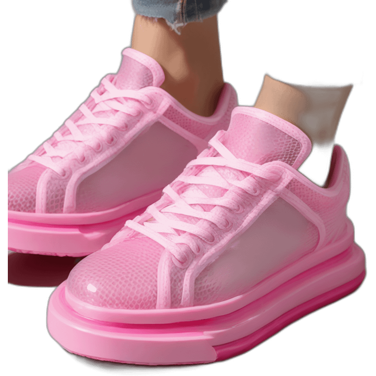 Ribber-trimmed mesh pvc sneakers crimsom emoji