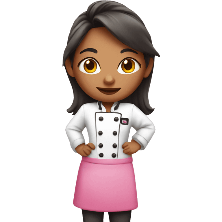 Girl with pink chef outfit with a kiss face emoji