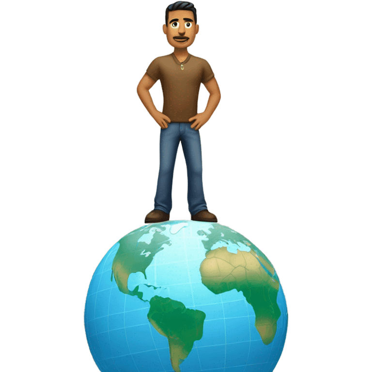 Latino man standing on top of earth emoji