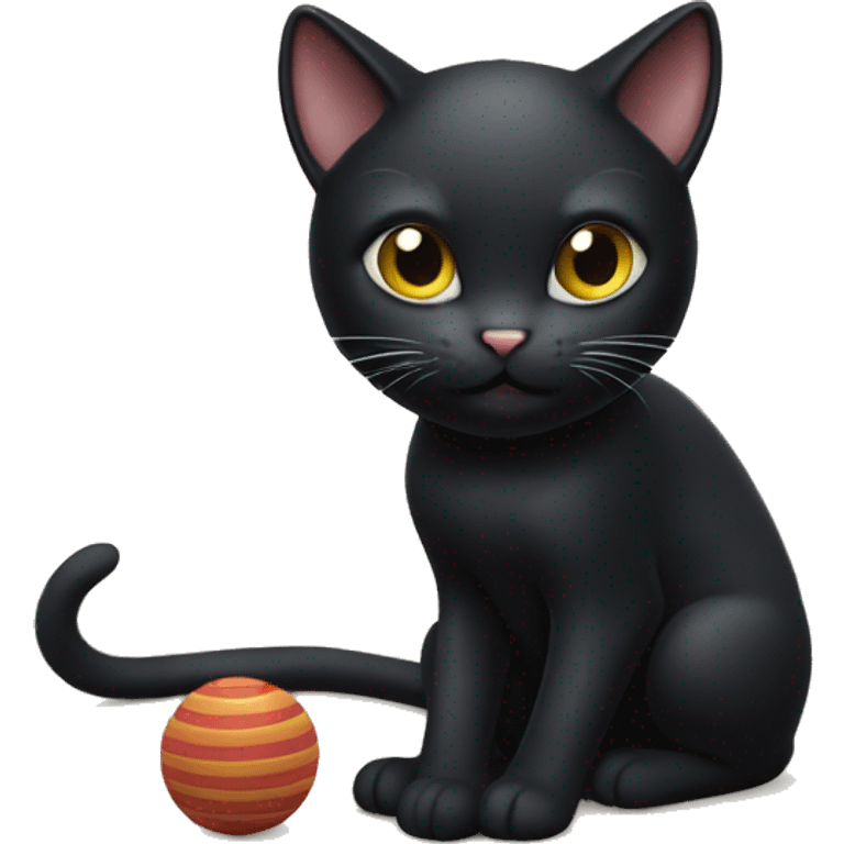 Black cat playing with toy mouse emoji