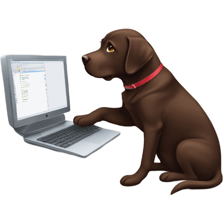 Chocolate lab working on computer emoji