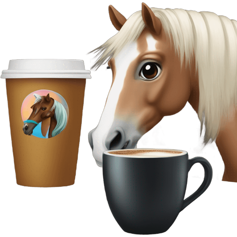 Horse with coffe emoji