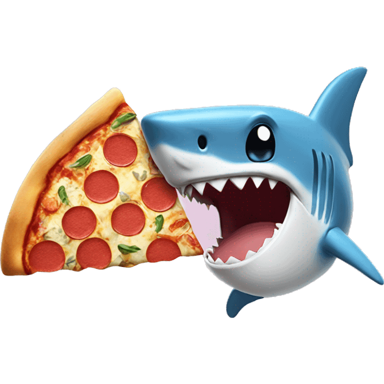 Shark shake hands with pizza emoji